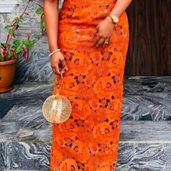 STYLEWE Orange Puff Sleeve Asymmetrical Gown - Picture 2 of 4